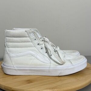 VANS Women's 8.5 Sk8-Hi Top Skater Sneakers White Lace‎ Up Casual Tennis Shoes